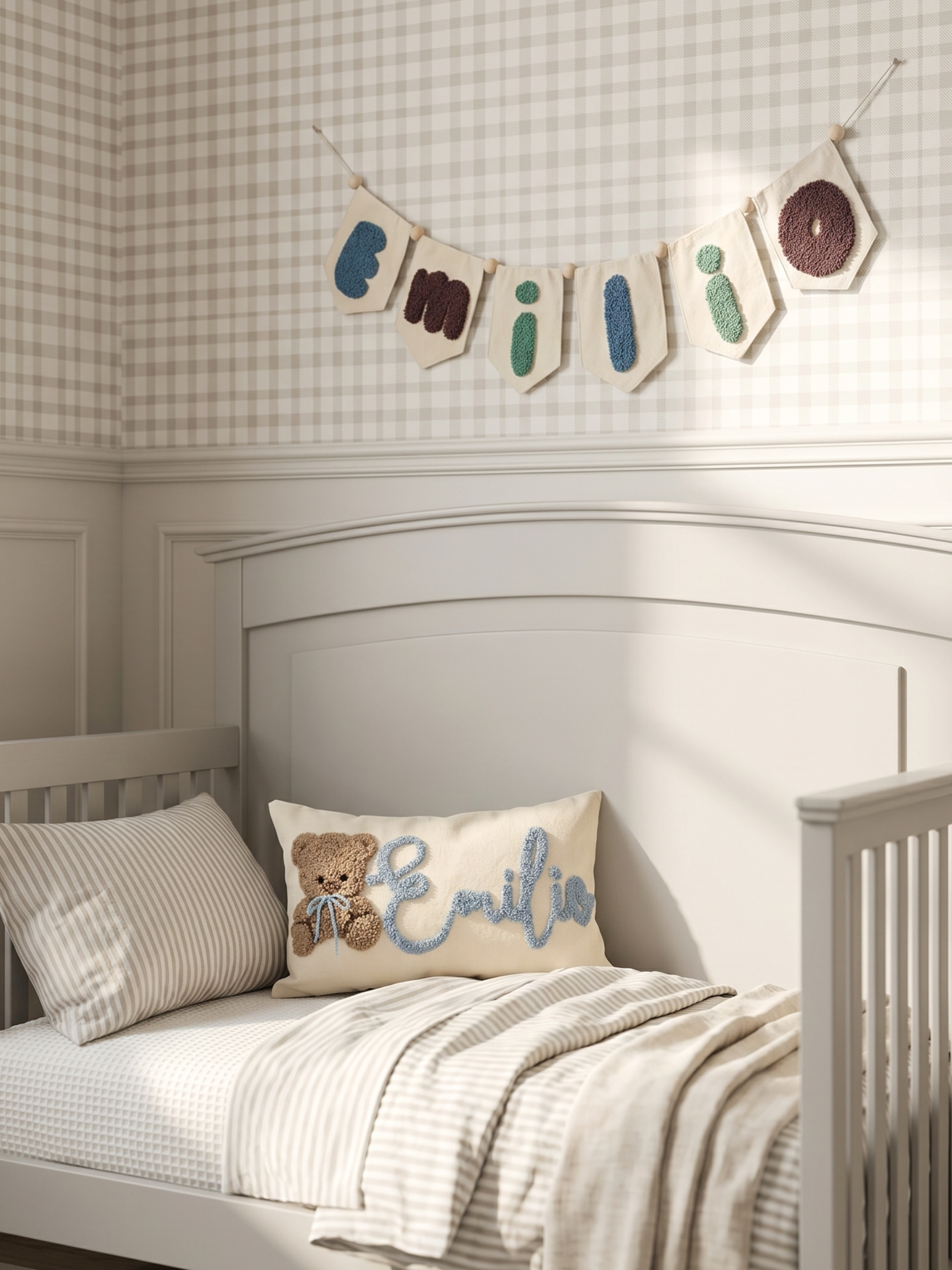 Set cojín y banderín personalizado Baby boy