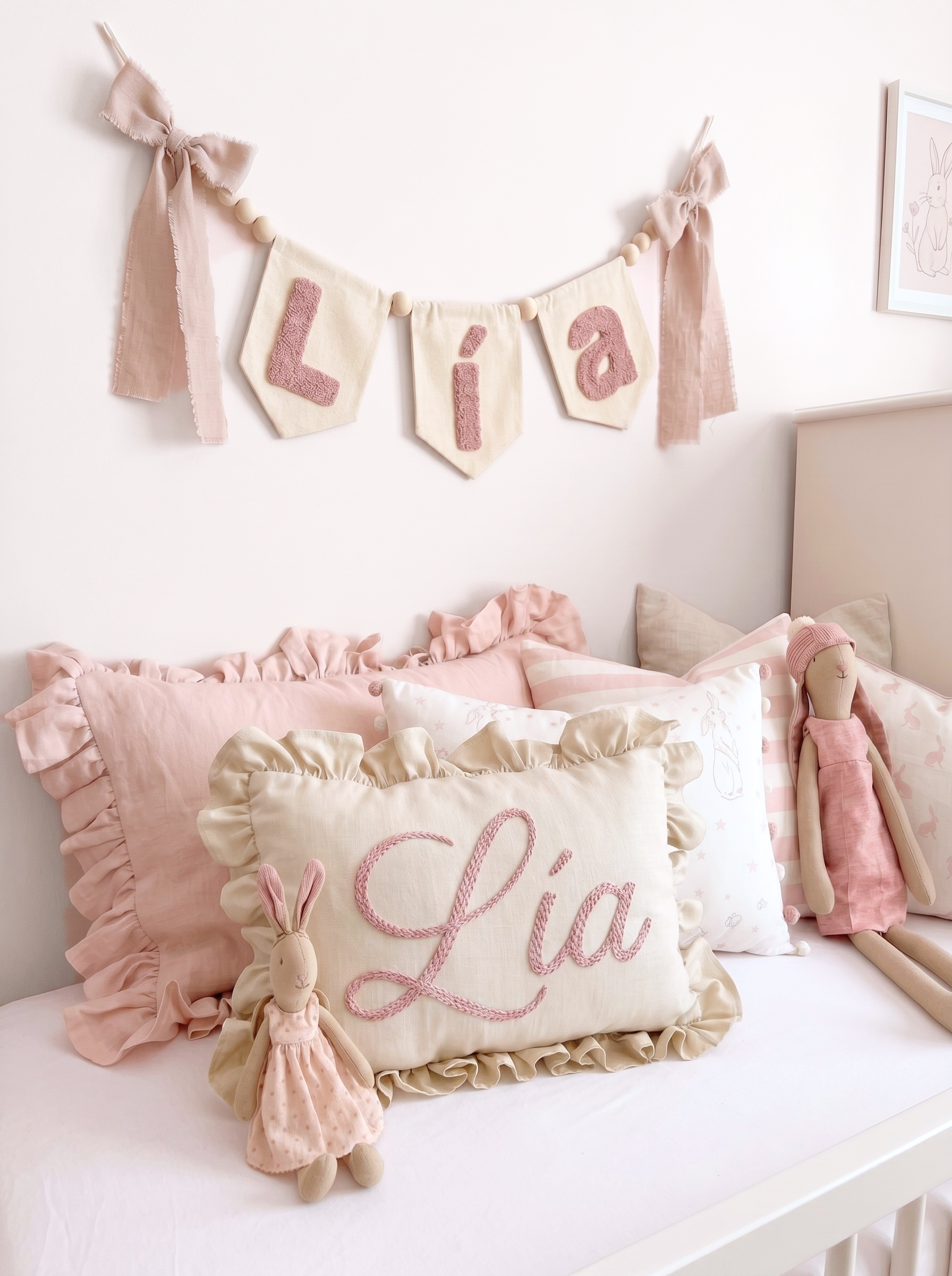 Set cojín y banderín personalizado Velo de ensueño